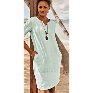 J.Jill Women's XS Gorgeous Pure‎ Jill Coastline Garment-Dyed Linen Dress Beach